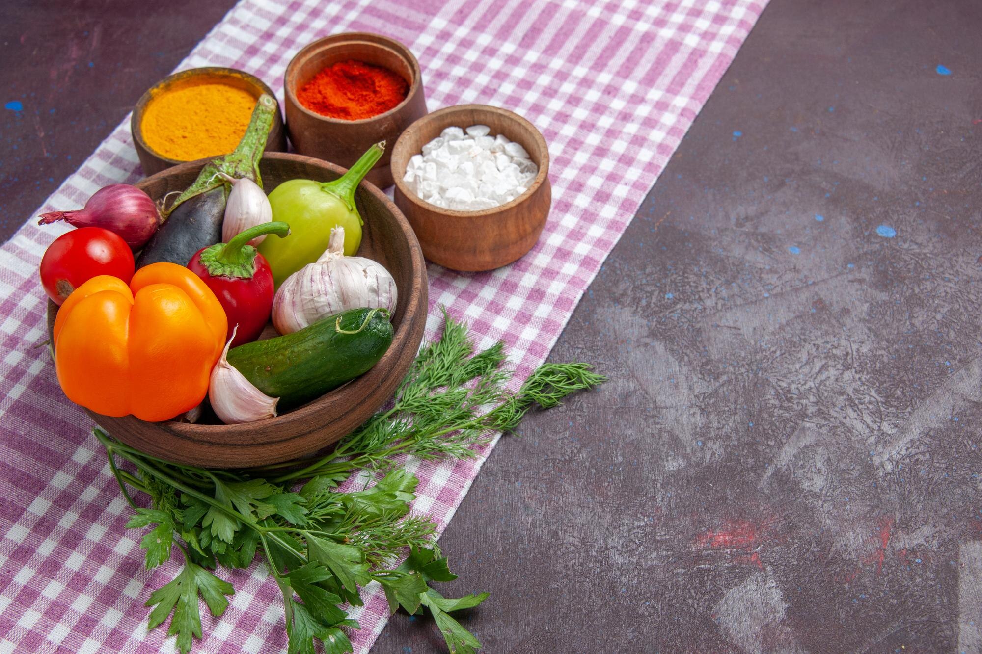 Ingredientes frescos organizados